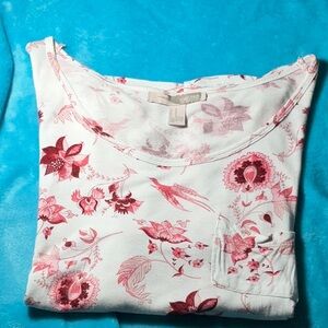 Forever 21 Pink and White Floral Short Sleeve Top